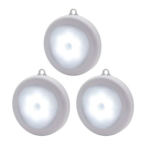 CIVIZILUX Motion Sensor Light, LED Night Lights, Stick Anywhere Closet Light, Battery-Powered Wall Light ï¼ŒStaircase Lights, Safe Lights for Staircase, Hallway, Bathroom, Bedroom, Kitchen(3Pack) WhiteÂ 