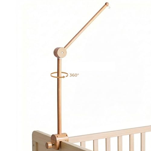 Image of let's make Baby Crib Mobile Arm - Wooden Baby Mobile Crib Holder Height Adjustable for Hanging Baby Crib Attachment for Nursery Decor