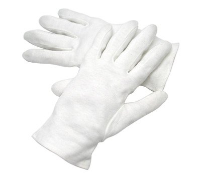 Radnor 64057232 Medium White Heavy Weight Seamless Knit 100% Cotton Dress Inspection Gloves With Open Cuff (12/PR)