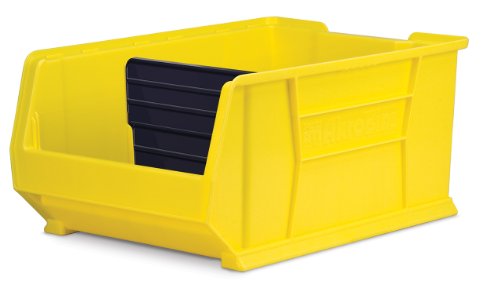 Image of Akro-Mils 41287 Plastic Width Dividers for AkroBins Super-Size Heavy Duty Stackable Storage Bins Models 30287 and 30292, Custom Storage Inserts for Tools, Parts & Supplies, 6-Pack, Black