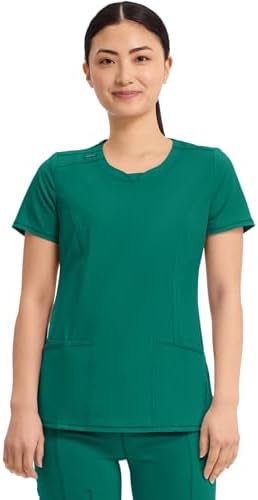 Cherokee Infinity Womens Round Neck Scrub Top with 3 Pockets