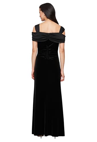 Alex Evenings Women's Long Cold Shoulder Dress, Mother of The Bride, Formal Events, (Petite and Regular Sizes)2