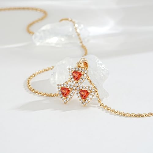 Fettero Gold Necklace for Women Dainty Clover Necklace 14K Gold Plated Cute Charm Necklaces Jewelry 3 Leaf Flower Pendant