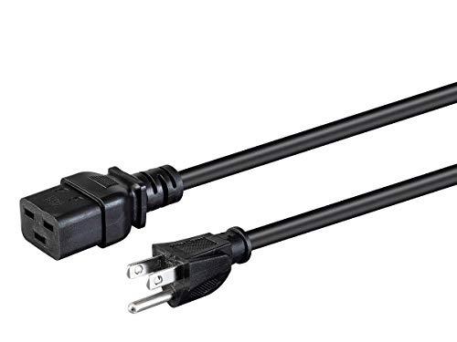 Monoprice Heavy Duty Computer Power Cord - 10 Feet - Black | IEC 60320 C19 to NEMA 5-15P, 14AWG, 15A, SJT, 125V by Monoprice - Used condition - US$8.63