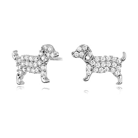 Baobei silver Earrings for women, Sterling Silver Dog stud earrings, crystal earrings, Zirconia cute dog Stud Earrings For Girls friendship birthday gift, jewellery gifts for women, Jewellery Box Cover