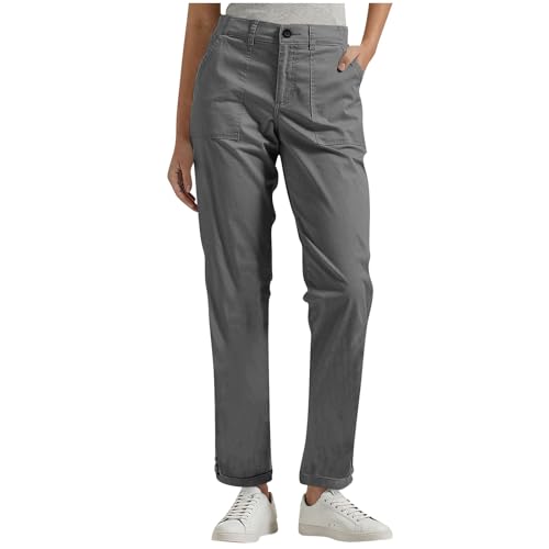 Cargo Pants Women High Waisted Straight Leg Casual Waterproof Hiking Plus Size Trousers with Ankle Lounge Slacks