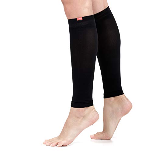 VIM & VIGR Nylon 15-20 mmHg Graduated Compression Leg Sleeves (Black Solid, Unisex 1)