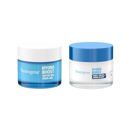 Neutrogena Hydro Boost Day and Night Hydration Regime Set Gel Face Moisturiser (1 x 50ml) + Night Cream (1 x 50ml) Intensely Hydrates Skin Formulated with Hyaluronic Acid Suitable for Dry Skin