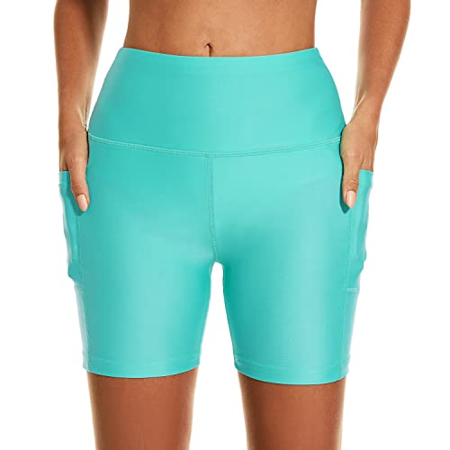 Image of HODOSPORTS Women's 3'' /5'' /7'' /9'' /12'' Swim Board Shorts UPF50+ High Waisted Quick Dry Swimsuit Bottoms with Pockets Liner