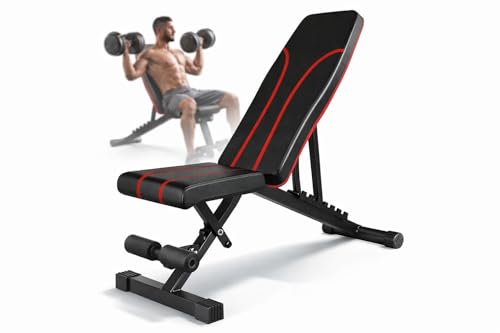 SAEIV Banco de pesas plegable ajustable, banco de entrenamiento multifuncional, negro, acero de aleación, banco de fitness 8 en 1, capacidad de peso de 300 kg