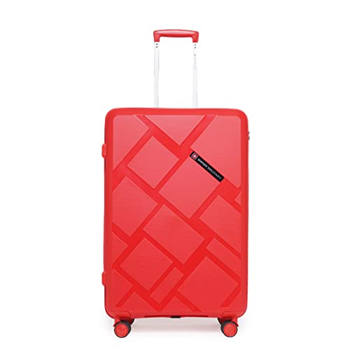 Image of SWISS MILITARY Star Luggage Bag, Textured Hard-Sided Trolley Bag, Cabin Luggage, Overnighter Trolley Bags|Durable ABS Body, Ergonomic 360 Rotatable Wheels, TSA Lock, 24 inches, Red, 1