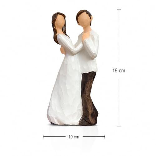 Image of Beautiful Hand Painted Medium Size Resin Romantic Couple Statue for Home Decor (Pack of 1, White & Brown Color)