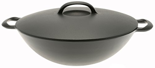 Wok de Hierro Fundido Iwachu con Tapa, Negro miniatura 1