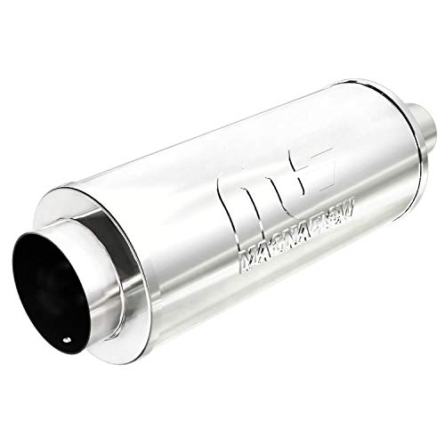 MagnaFlow Performance Exhaust Muffler 14846: 2.25"/4" Inlet/Outlet, 6x6x14" Round, Stainless Steel, Brushed Finish