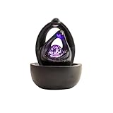 卓上の噴水 セラミック製小型卓上噴水 クリエイティブな循環水装飾品 装飾モダンミニマリスト デスクトップ噴水(黒)