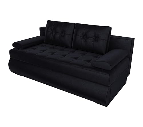 BROMARKT Schlafsofa Gandia - Sofa mit Schlaffunktion und Bettkasten, Bettsofa, Couchgarnitur, Couch, Sofagarnitur, Bett (h85 x t99 x b200 cm, Kronos 7 Schwarz)