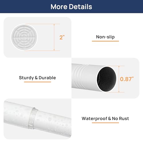 Image of ENJOYBASICS 2 Pack Tension Curtain Rod, 32-66 inch Adjustable, Stable, White | Secure Hold with Strong Spring & Non-Slip Ends, No-Drill, No Tools, Sag-Resistant, Waterproof, Fits Windows, Showers & Closet