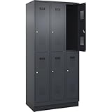 C + P Möbelsysteme C+P | Doppelstock-Spind Evolo Plus | 3 Abteile | grau | B 900 mm | mit Bodensockel | Zylinderschloss