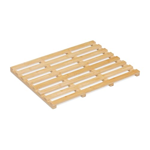 Relaxdays Bambus Badematte, 66 x 50 cm, rutschfeste Duschmatte für Badewanne, Dusche, Sauna, indoor...