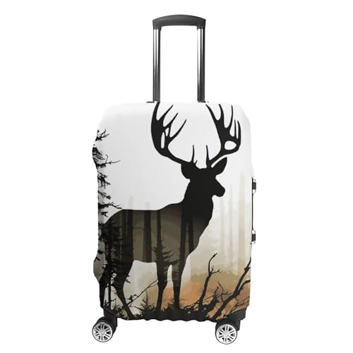 Deer Silhouette Printed Luggage Cover Protector, Fits 18-32 Inch Luggage