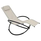 Aspecto único y original: Con los dobles anillos cruzados y un marco curvado, esta silla tumbona plegable le permite mecerse hacia adelante y hacia atrás como si estuviera en una cuna. El diseño sencillo, elegante y contemporáneo brinda una experiencia confortable y crea una silla hermosa y decorativa.