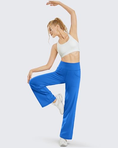 Image of Promover Wide Leg Pants Woman Yoga Pants with Pockets Stretch Loose Casual Lounge Sweatpants Petite /Regular /Tall