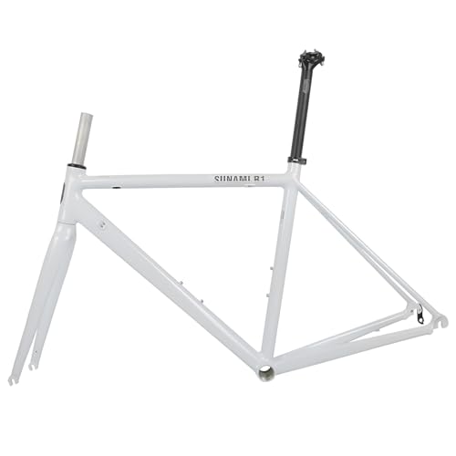 DHNCBGFZ Cuadro De Bicicleta De Carretera 700C Freno De Llanta/C Aleación De Aluminio 44/47/50/53/56 Cm Cierre Rápido 100/130 Mm Semi-Rutina Interna(Bianco,50cm)