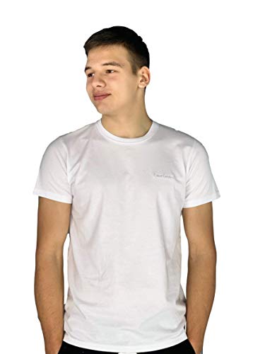 Pierre Cardin Homme T-shirt Classique à Manches Courte Ras du Cou (Large, White)
