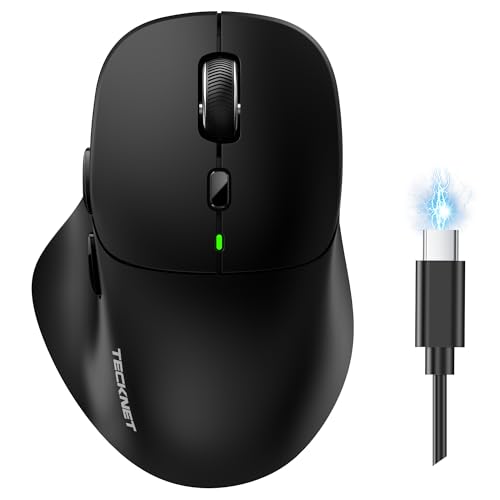 Image of TECKNET Wireless Mouse Bluetooth 5.0 /3.0 & 2.4G Rechargeable, Silent Clicks, Adjustable 4800 DPI, 6 Buttons, Ergonomic Design, Bluetooth Mouse for Laptop, Computer, ipad-Dark