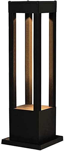 CGJDZMD LED Porch Column Post Lights:Black Square Cylindrical Fence Pillar Light Rural Post Light Fence Column Pedestal Light Gate Bollard Deck Stigma Lantern Fixtures Outdoor Waterproof Lawn Path Lam