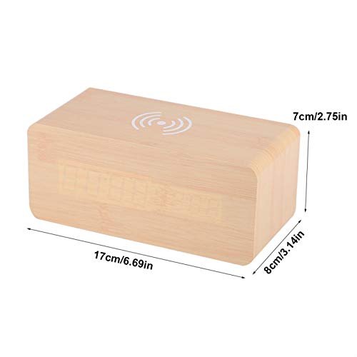Despertador digital de madeira Despertador de mesa com temperatura de controle de voz, USB/AAA alime