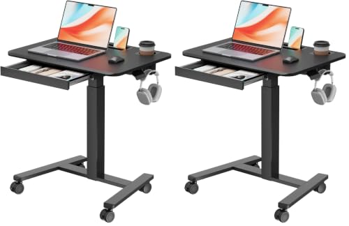 Image of 28 inch Mobile Standing Desk with Drawer, Portable Laptop Desk (Pack of 2)