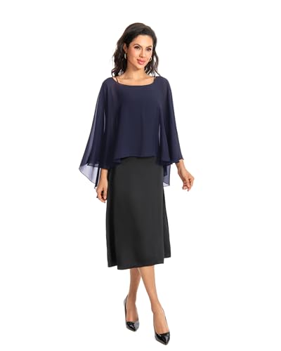 Image of Baoqiya Chiffon Capes Sheer Capelets Long Cape Poncho For Women Plus Size