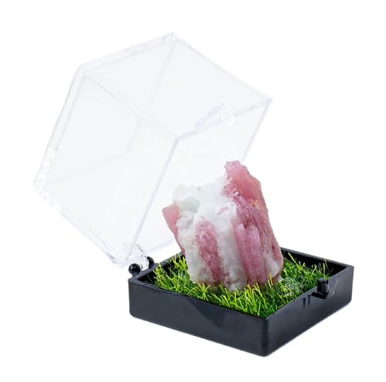 Namzi 2 Pieces of Pink+White Natural Crystal raw Stone Mining Label Box Ornament, Crystal raw Stone Children's Mining Science Popularization Teaching Gift Ornament