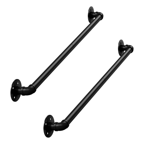 DAMEING 2Pack 3FT Stair Railing Metal Stair Handrail, 440LB Wall-Mount Safety Hand Rail for Indoor & Outdoor Steps, Non-Slip Powder Coated Staircase Handrails Easy DIY Installation
