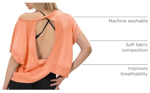 Image of UNIANKIYA Open Back Workout Tops for Women Loose Fit Athletic Crop Tee Short Sleeve Gym Running Yoga Shirt
