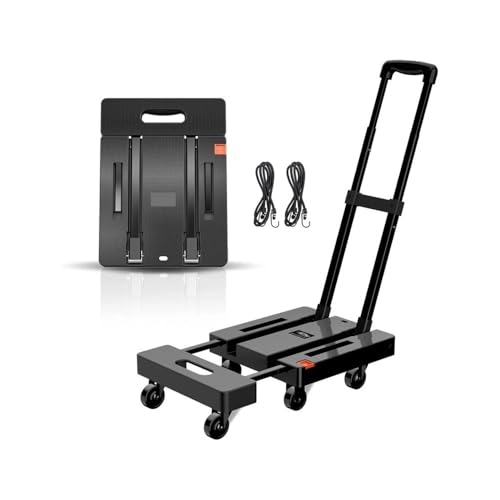 birene Carro portátil Carretilla Plegable y Carrito utilitario: 500 LB, Resistente for Viajes, mudanzas, Compras, Oficina, Duradera y portátil Mudanzas de Muebles(Black)