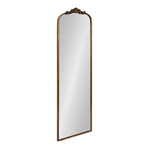 Image of Kate and Laurel Arendahl Glam Arched Vintage Full Length Mirror; 18 x 58; Gold; Traditional Baroque Full Body Wall Mirror with Ornate Garland Inspired Crown