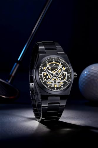 Image of Daniel Hechter Paris Austerlitz Collection Skeleton Style Analog Watch for Men with Luminous Hands and Stainless Steel Strap - Mechanical-Inspired.