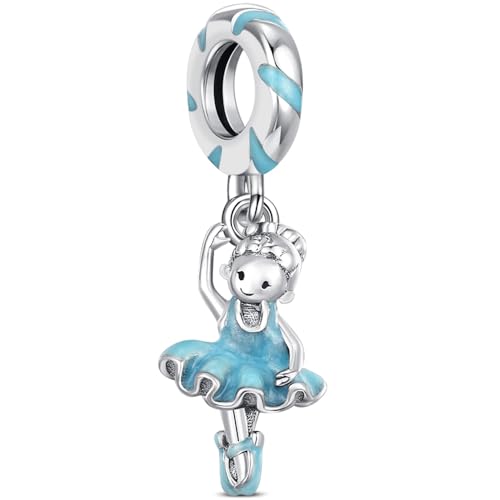 Ciondolo in argento Sterling 925, adatto per braccialetti e collane Pandora, ballerina, balletto, recital, idea regalo per moglie, figlia, nipote, regalo di compleanno, MINI, Argento sterling, Nessuna