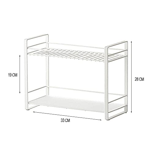 Image of Iron 2-Tier Kitchen Organizer Spice Rack Kitchen Cabinets Storage Racks | Bartan Stand | Organizer Storage Rack For Kitchen (White)