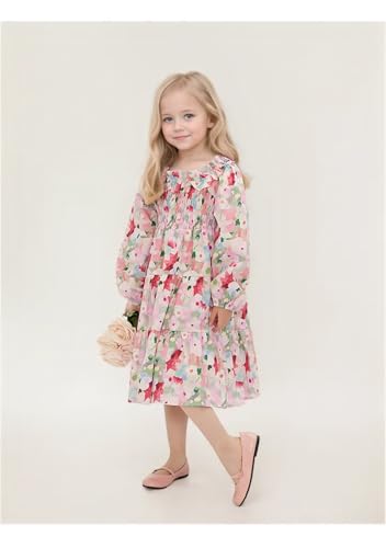 Girl Lace Bandage Dress Elegant Sweet Floral Print Casual Dress2