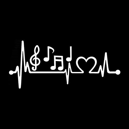 Derkoly Nota Musical Electrocardiograma Heartbeat Car Styling Window Laptop Sticker Decal - Blanco