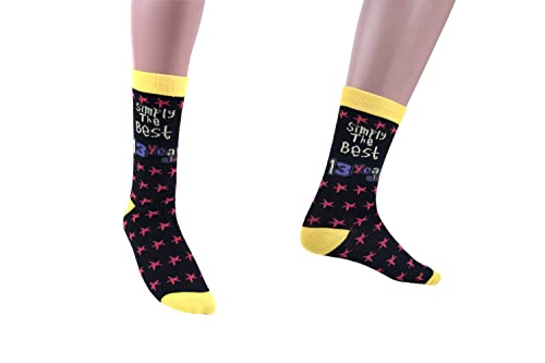 Gifts 4 All Occasions Limited SHATCHI - Calcetines para cumpleaños o Navidad, diseño con Texto en inglés Simply The Best 13 Year Old Gift, Multicolor Cover