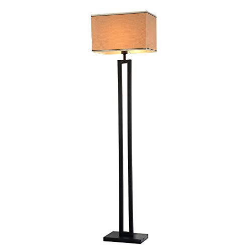 Lámpara de pie LED elegante de metal y lino, iluminación interior sofisticada para restaurante