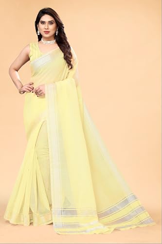 Image of Sidhidata Women's Kota Doria Cotton Manipuri Saree With Unstitched Blouse Piece (Rasbharii Free Size)