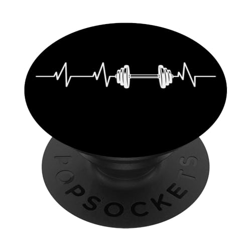 Fitness Heartbeat Dumbbell Heart Line Bodybuilding PopSockets Adhesive PopGrip