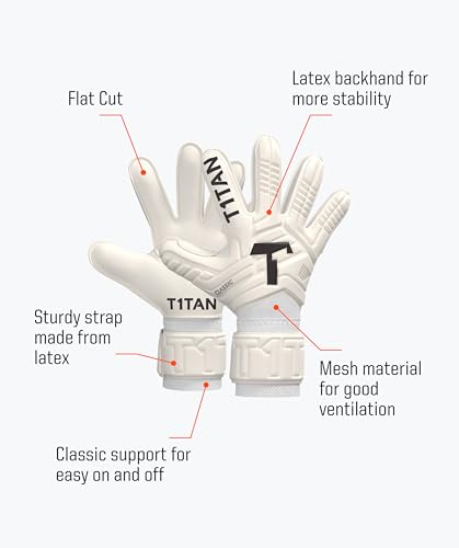 T1TAN Classic 1.0 White-Out - Goalkeeper Gloves - Without Finger Protection - Soccer Goalkeeper Gloves - Size 8