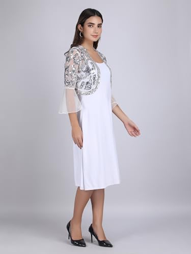 Image of Women net Sequins Embroidered Shrug with Flared Sleeves