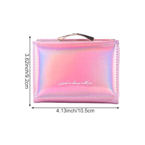 Small Wallet for Women, Mini Card Holder Case Iridescent Holographic Purse Coin Pocket for Girls Ladies4